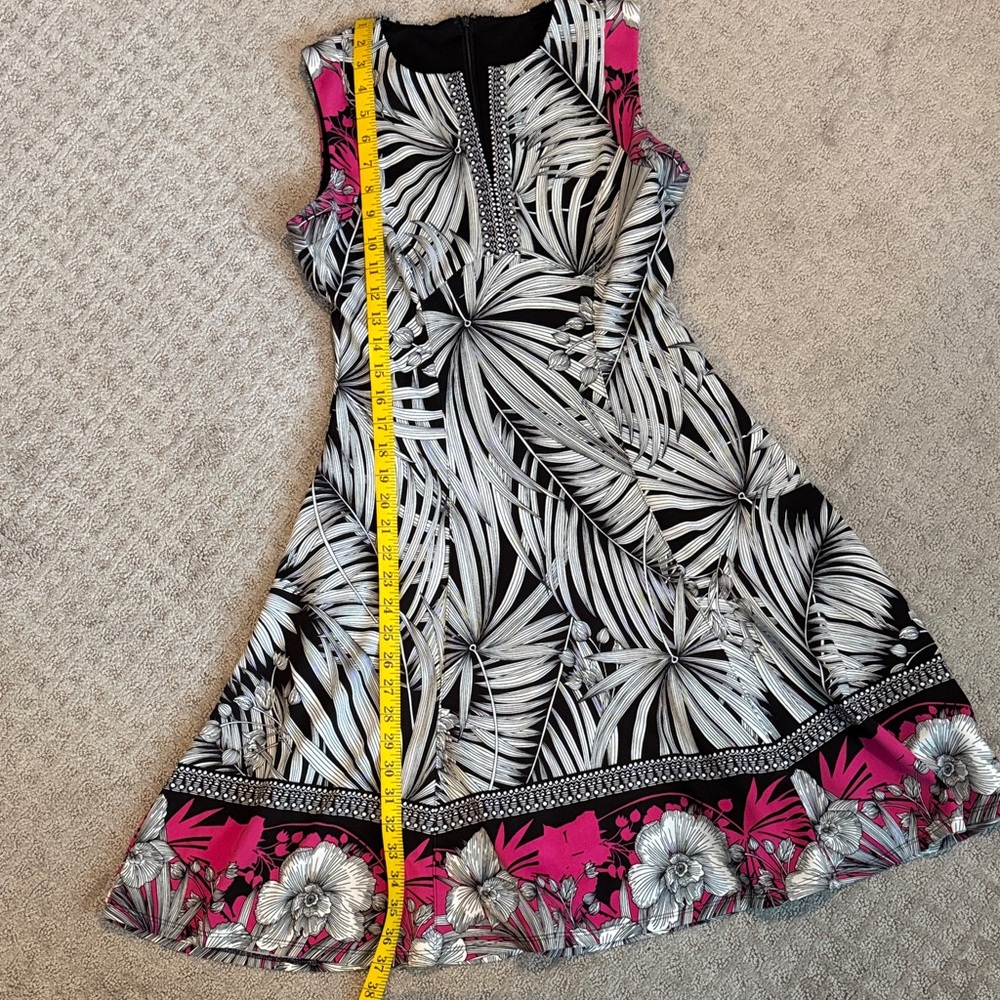 Black and Pink Floral Sleeveless Dress